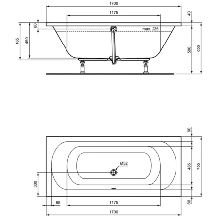 Ванна акриловая (170х75) Ideal Standard HOTLINE K274901