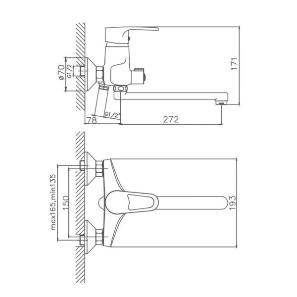 Смеситель для ванны Cron CN2265 Смеситель для ванны Cron CN2265
