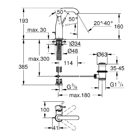 Смеситель для раковины Grohe Essence 24173001