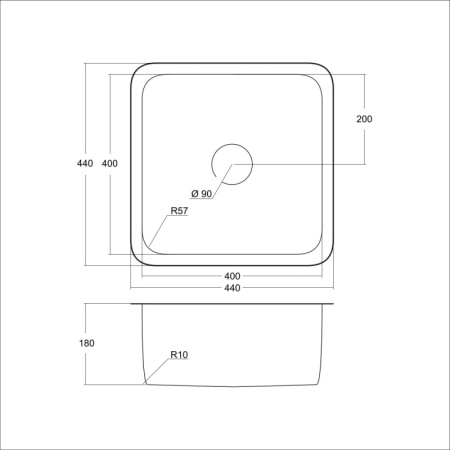 Кухонная мойка (44х44) EMAR EMB-127A PVD Nano Dark