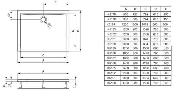 Душевой поддон Ideal Standard ULTRAFLAT (90X80) K517801, белый