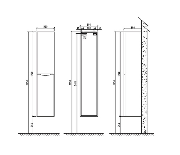 Пенал BelBagno ANCONA-N-1700-2A-SC-RW-R Rovere Moro