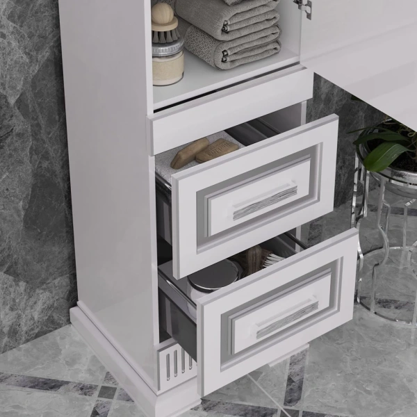 Пенал Opadiris Оникс правый Белый глянцевый с серебряной патиной Z0000005504