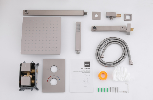 Душевой комплект ABBER Daheim AF8250SP скрытого монтажа с изливом, термостат, сатин