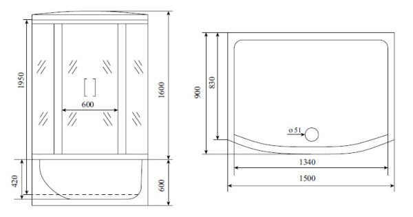 Душевая кабина (150х88) Timo Lux T-7750