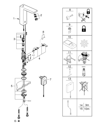 Инфракрасная электроника для раковины  Grohe Eurocube E 36440 000 (36440000) хром 