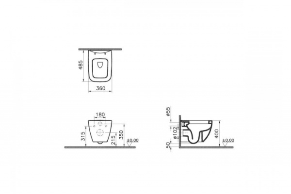 Унитаз подвесной Vitra Shift 4379B003-0075