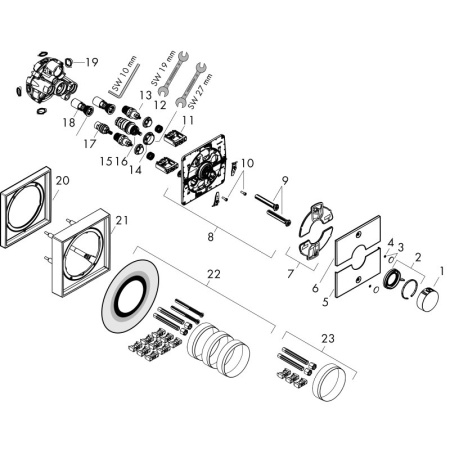 Термостат для душа на 2 потребителя Hansgrohe ShowerSelect Comfort E 15572000 хром 