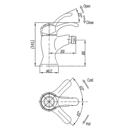 Смеситель для биде Cezares Lira LIRA-C-BS1-01