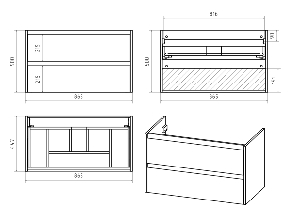 Тумба под раковину  Brevita Dallas 90  DAL-01090-074П