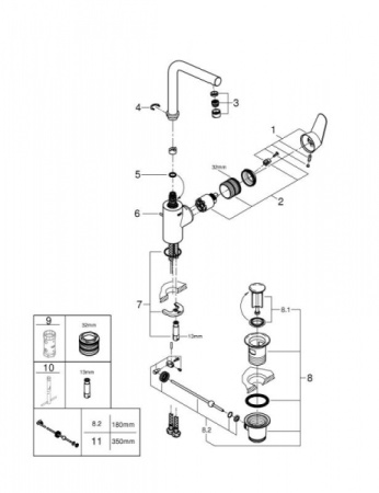Смеситель однорычажный для раковины Grohe Eurodisc Cosmopolitan 23054 003 (23054003) хром