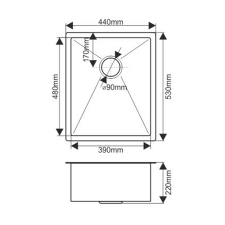 Кухонные мойки:(44х53х19,5) MELANA ProfLine H4453 с коландером, сатин