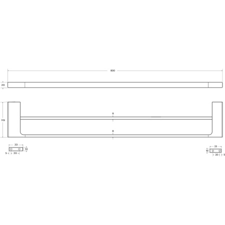 Полотенцедержатель двойной CEZARES SLIDER-THD-80-IN