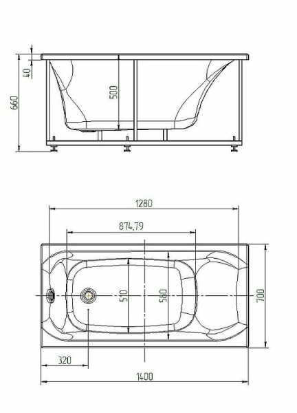 Акриловая ванна Aquatek Альфа (140x70) ALF140-0000024
