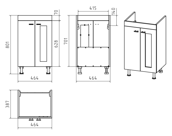 Тумба с раковиной Misty Урал 50 УТ000011700