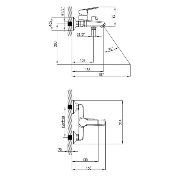 Смеситель для ванны Milardo Stripe (STRSB02M02)
