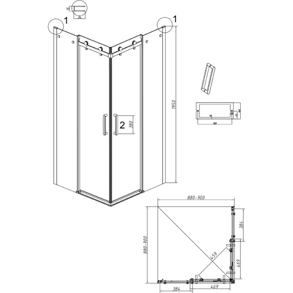 Душевой уголок (90х90) Grossman Classic 300.K33.04.9090.21.10