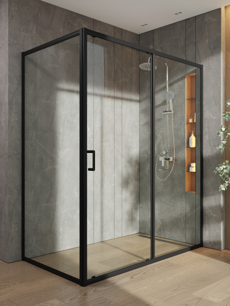 Душевой уголок без поддона  (160,5х88,5) Orange E23-16090TB матовый черный