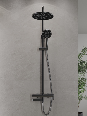 Душевая система с однорычажным смесителем AGGER Sweet A2793355 оружейная сталь матовая