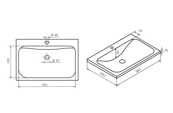Раковина 1Marka Atom 60 Polytitan Ц0000000702