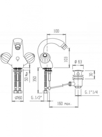 Смеситель для раковины Cezares Royal Palace (ROYAL PALACE-LS1-03-MS) золото