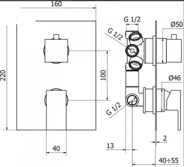 Смеситель для душа Cezares Articoli Vari CZR-VDIM5-01-Cr
