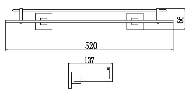 Полка прямая Savol, стеклянная 50 см S-06591H