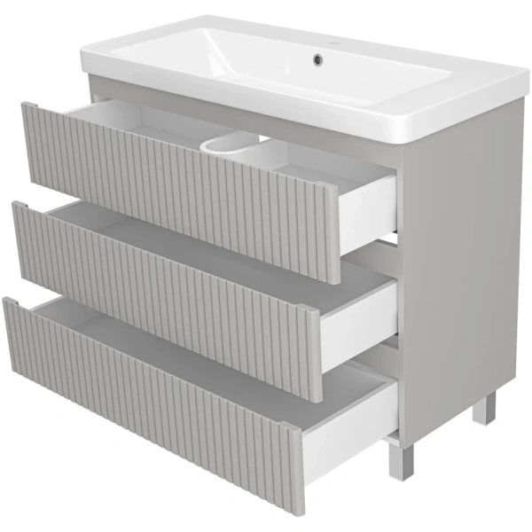 Тумба с раковиной 105 Brevita Victory УТ000023622 серый шелк