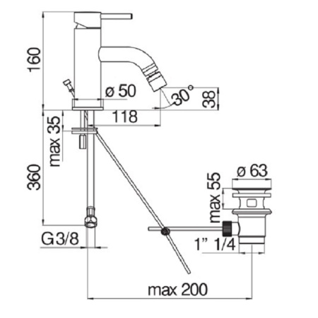 Смеситель для биде Nobili Live LV00119/1BM