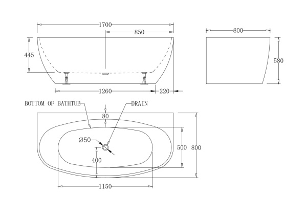 Акриловая ванна (170x80) BelBagno BB83-1700-W0 Акриловая ванна (170x80) BelBagno BB83-1700-W0