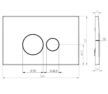 Клавиша смыва D&K  матовый хром Venice (DB1029002)