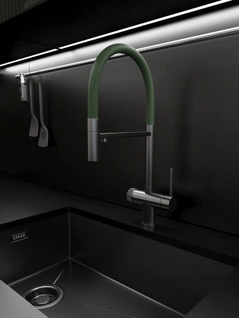 Смеситель для кухни EMAR ЕС - 7024GRN PVD Dark