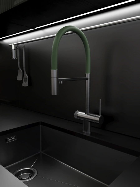 Смеситель для кухни EMAR ЕС - 7024GRN PVD Dark