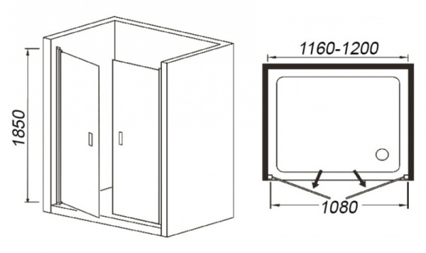 Душевая дверь в нишу WeltWasser WW600 (600K2-120) (10000002736)