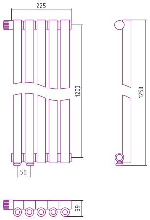 Полотенцесушитель Водяной Сунержа Эстет-0 EU50 левый (120х22) 5 секций Матовое Золото 032-0320-1205