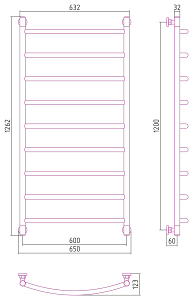 Полотенцесушитель Водяной Выгнутая Сунержа Галант + (120х60) Матовый Белый 30-0200-1260 Полотенцесушитель Водяной Выгнутая Сунержа Галант + (120х60) Матовый Белый 30-0200-1260