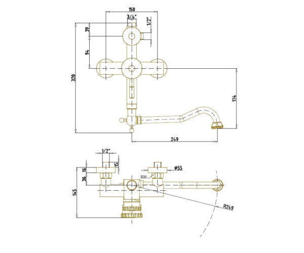 Душевая система с изливом Bronze de Luxe WINDSOR 10120DR