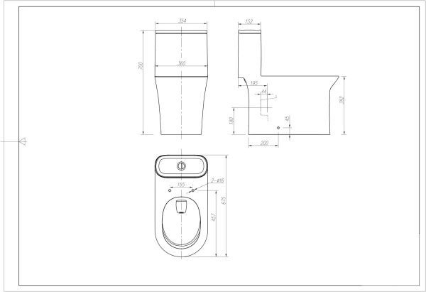 Унитаз напольный безободковый Arrow AB1802H без сиденья с бачком