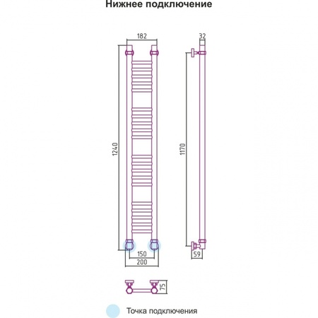 Полотенцесушитель водяной 1200х150 Сунержа Богема 00-0102-1215