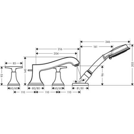 Смеситель для ванны Hansgrohe Metropol Classic 31449000