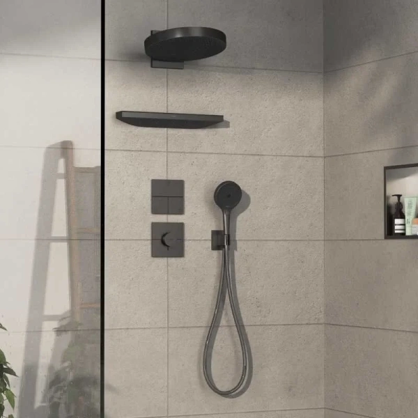 Термостат для душа с регулировкой напора Hansgrohe ShowerSelect Comfort E 15574340 шлифованный черный хром