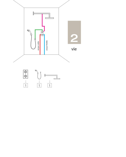 Смеситель для ванны темростатический на 2-5 потребителей Bossini Nobu INZ072.075 нержавеющая сталь матовая