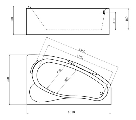 Акриловая ванна (161х96) Gemy G9046 B R с гидромассажем, правая