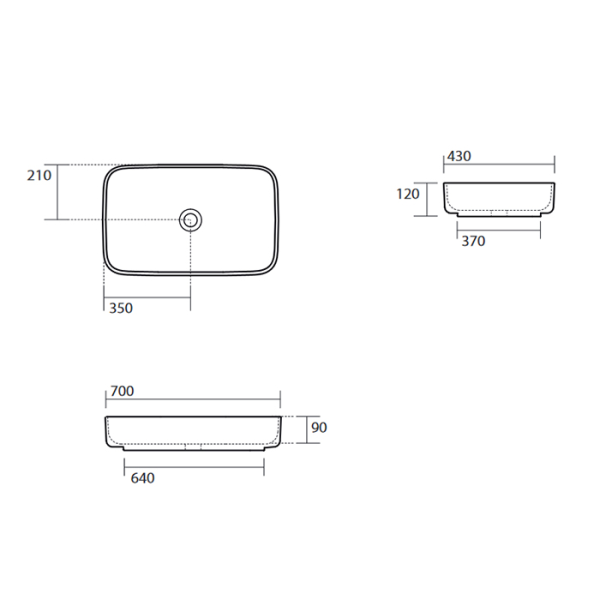 Раковина накладная (70х43) Kerasan Tribeca 460230 белый матовый