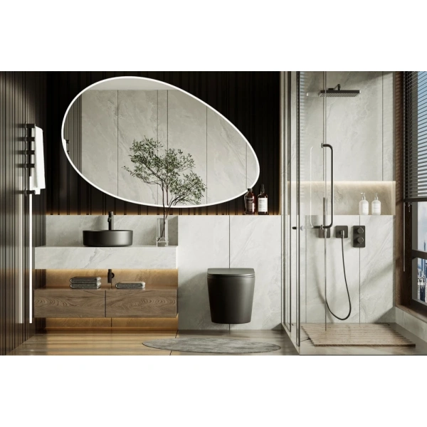 Унитаз ABBER Bequem AC1102TMB подвесной черный матовый, безободковый, смыв торнадо