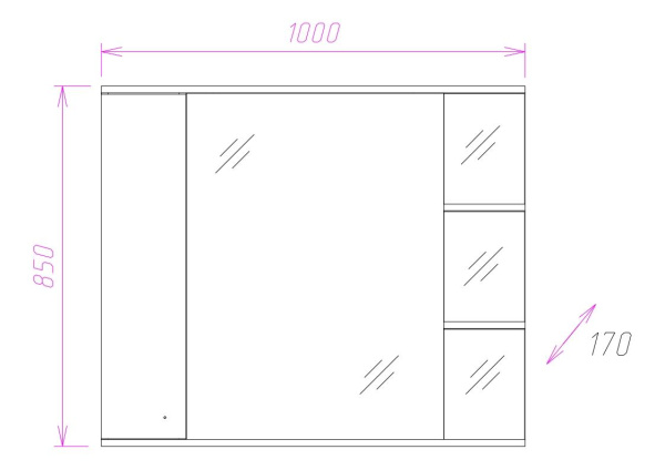 Зеркало-шкаф c подсветкой Onika Эльбрус 100 (100x85) 210004