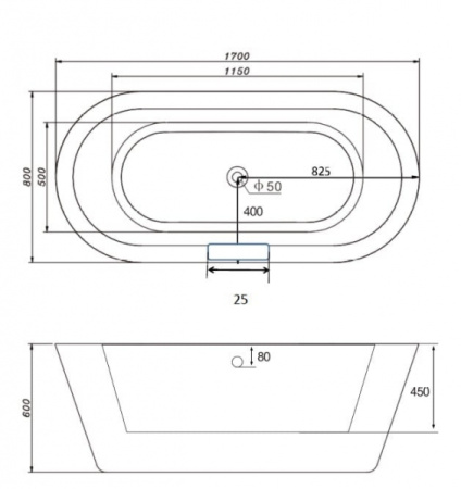 Акриловая ванна Gemy G9213C (170x80)