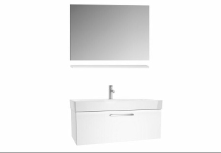 Тумба с раковиной, полкой, зеркалом, 100 см, белый суперглянцевый Vitra Optima 60256 Тумба с раковиной, полкой, зеркалом, 100 см, белый суперглянцевый Vitra Optima 60256