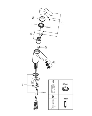 Смеситель для раковины Grohe Eurosmart New 23372 002 (23372002) хром 
