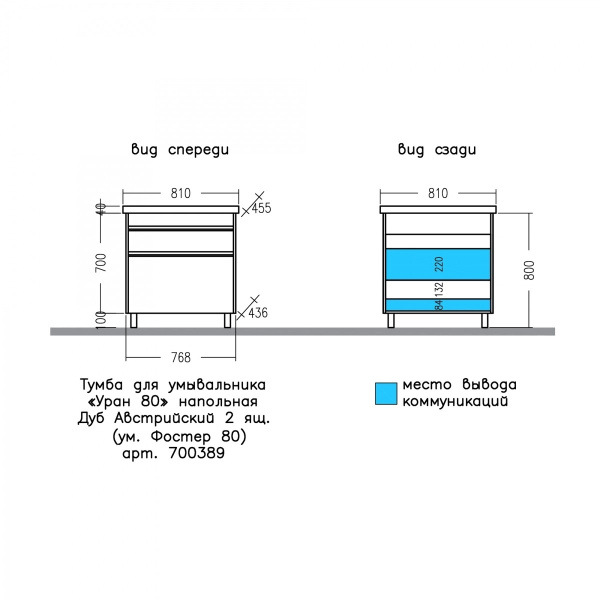 Тумба под раковину Санта Уран 80 700389